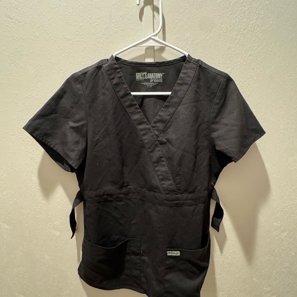 Grey's Anatomy Black V-Neck Scrub Top